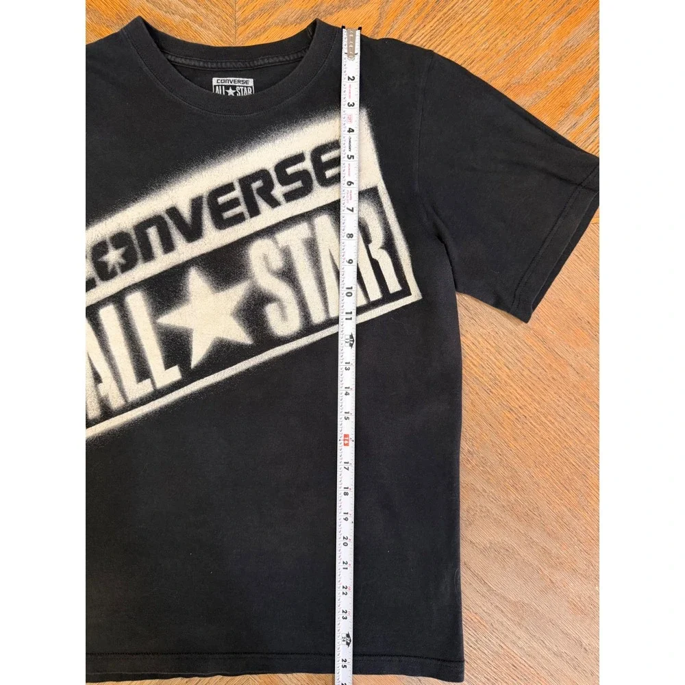 Converse All Star Kids XL Black Graphic T-Shirt Stencil Logo Short Sleeve Tee